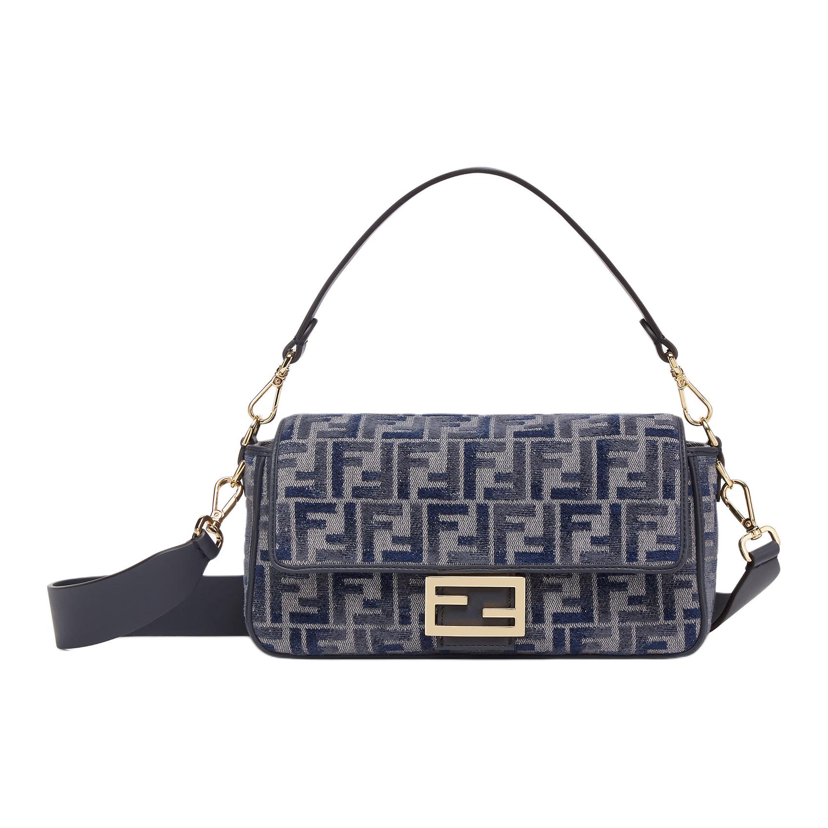 

FENDI Сумка через плечо из телячьей кожи сумка-багет для женщин синяя