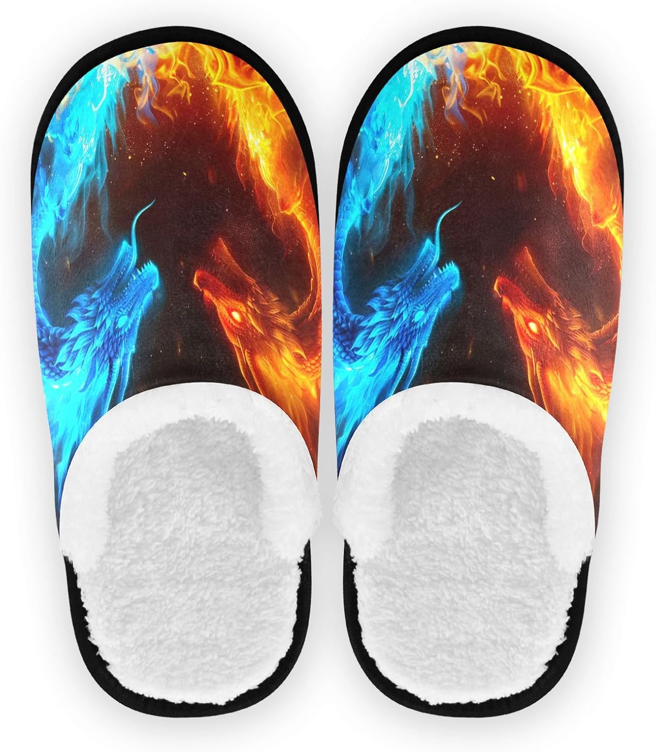 

Домашние тапочки UMIRIKO Gold Blue Flame Dragon для женщин и мужчин, моющиеся, с противоскользящей подошвой, с сумкой для хранения, для путешествий и спа 20856140, синий/золотой