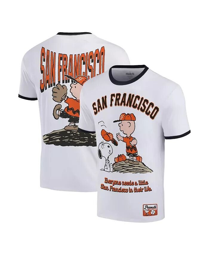 

Мужская футболка White Peanuts San Francisco Baseball Ringer Ripple Junction, белый