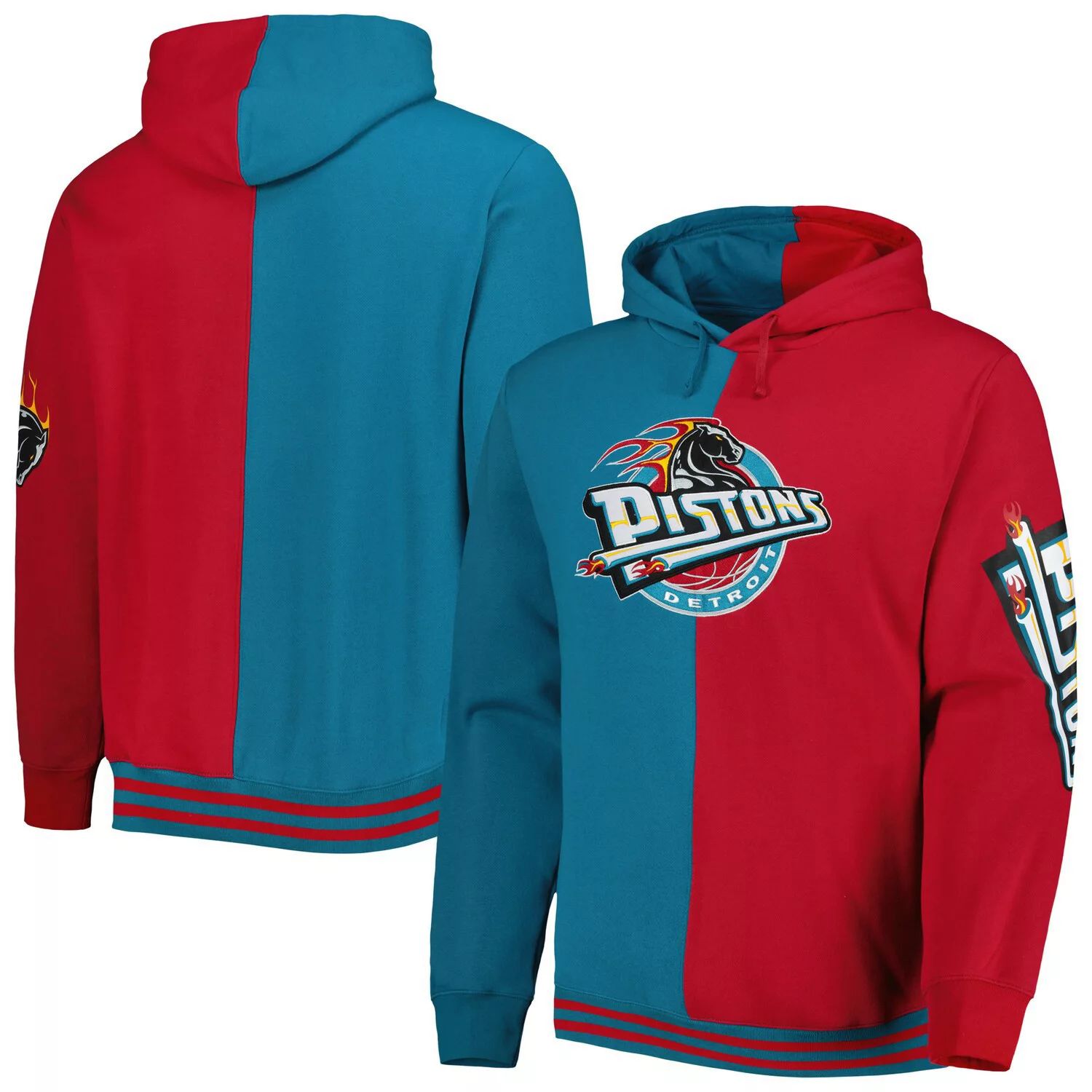 

Мужской пуловер с капюшоном Mitchell & Ness Teal/Red Detroit Pistons Big & Tall Hardwood Classics