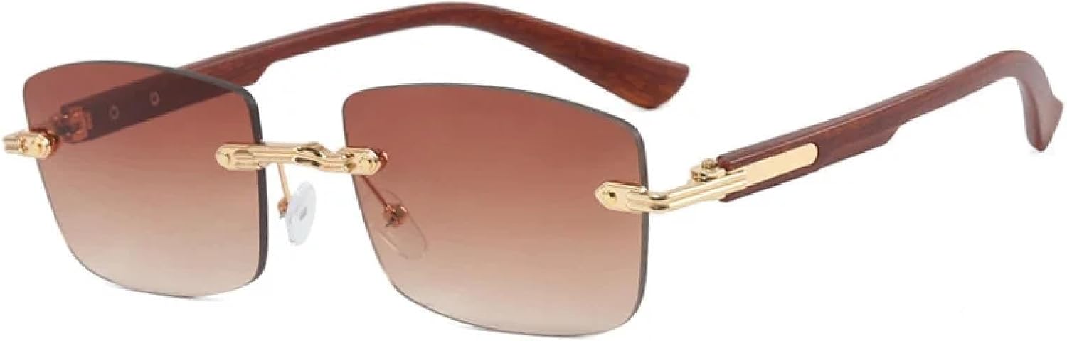 

Солнцезащитные очки с защитой UV400 | Маленькие безободковые очки с прозрачными линзами Ocean Gradient | для женщин и мужчин, для занятий спортом на открытом воздухе и вождения DSVIGF, Gold-lightbrown