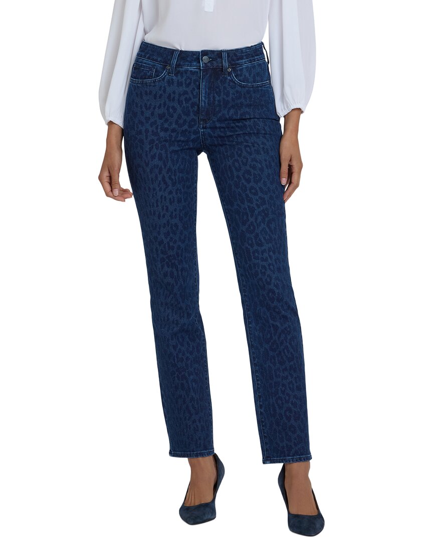 

Джинсы прямого кроя с леопардовым принтом NYDJ Petite Marilyn Dark Denim Nydj, синий