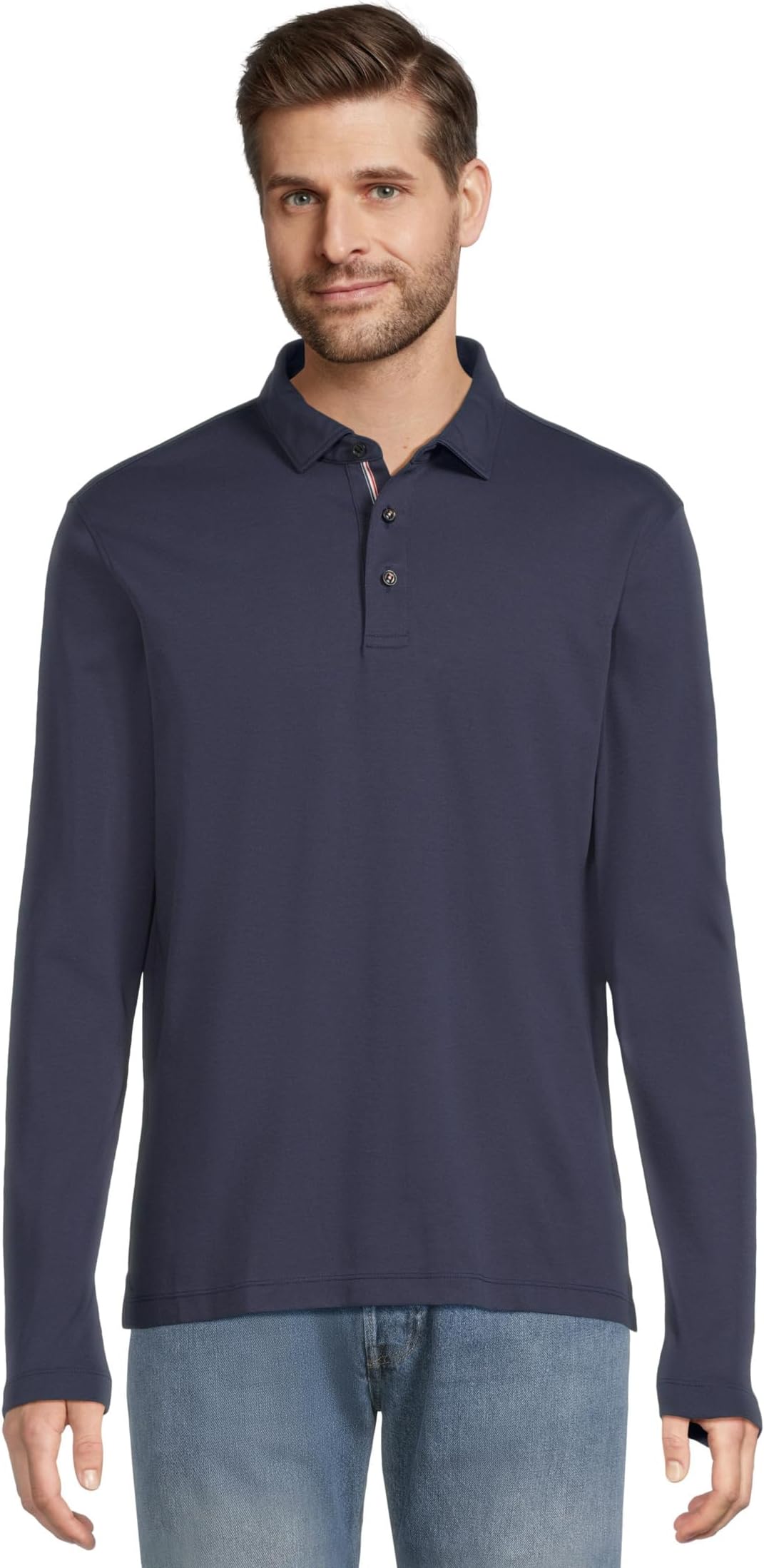 

Мужское поло Damaschino с длинным рукавом, устойчивое к сминанию UNTUCKit, Navy