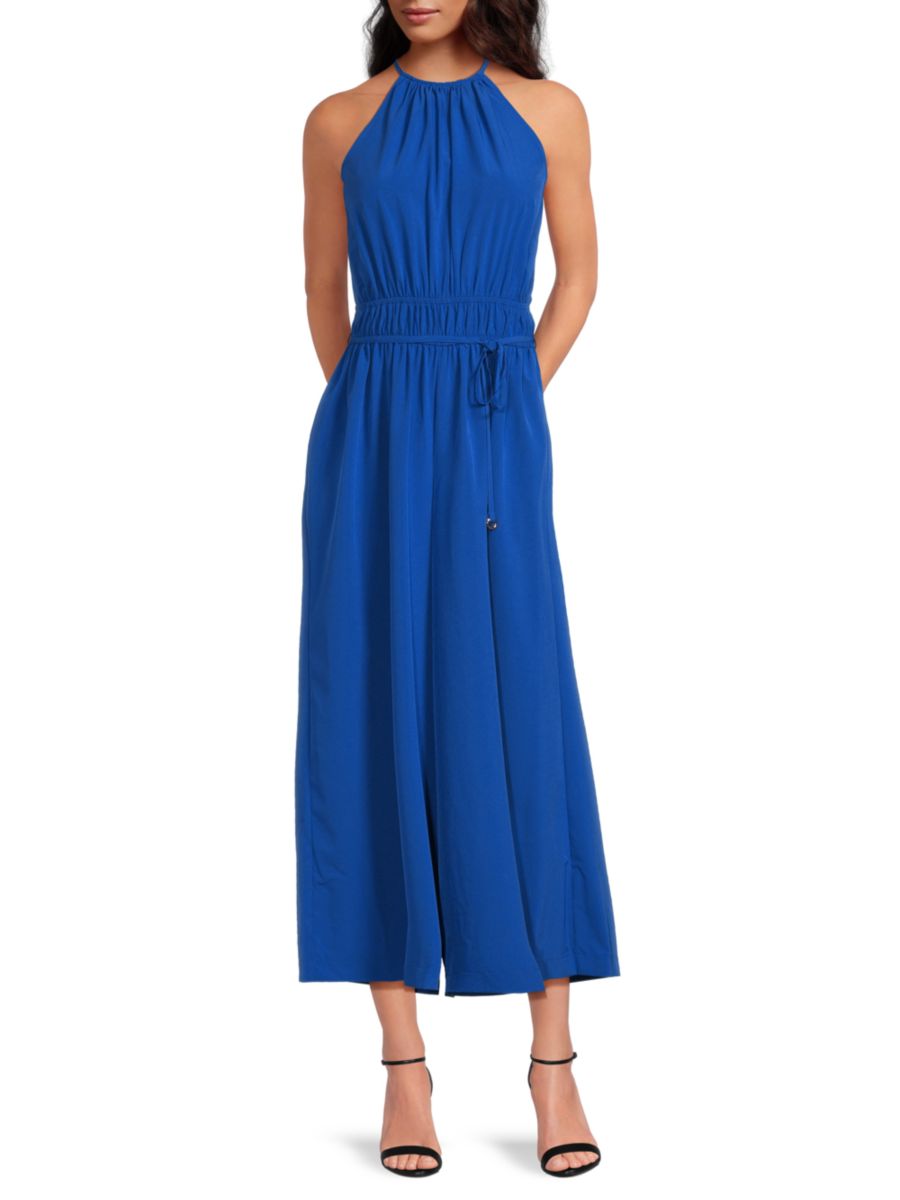 

Платье макси с завязкой на талии Halston, цвет Regent Blue