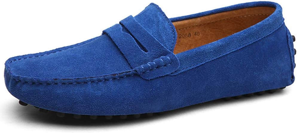

Мужские замшевые кожаные лоферы ANUFER, удобные мокасины, синий