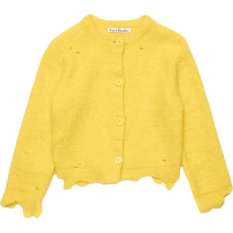 Кардиган с эффектом потертости Acne Studios, желтый