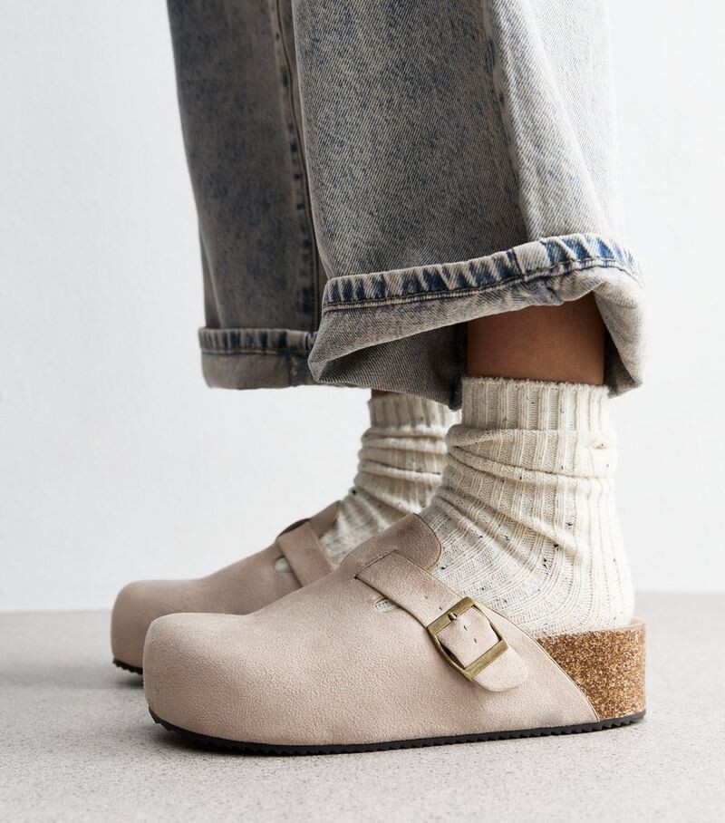 

Туфли-мюли Off White с эффектом замши на двойной подошве New Look, белый