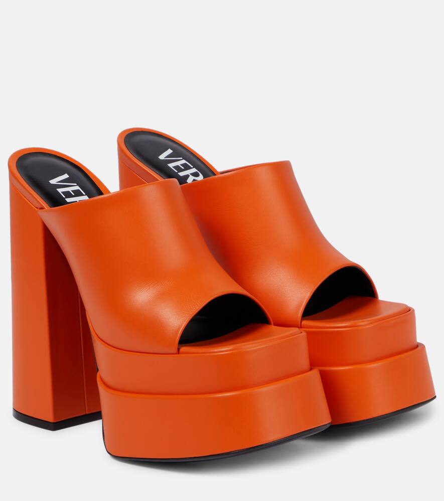 Кожаный мюли на платформе Versace, Orange-Oro Versace