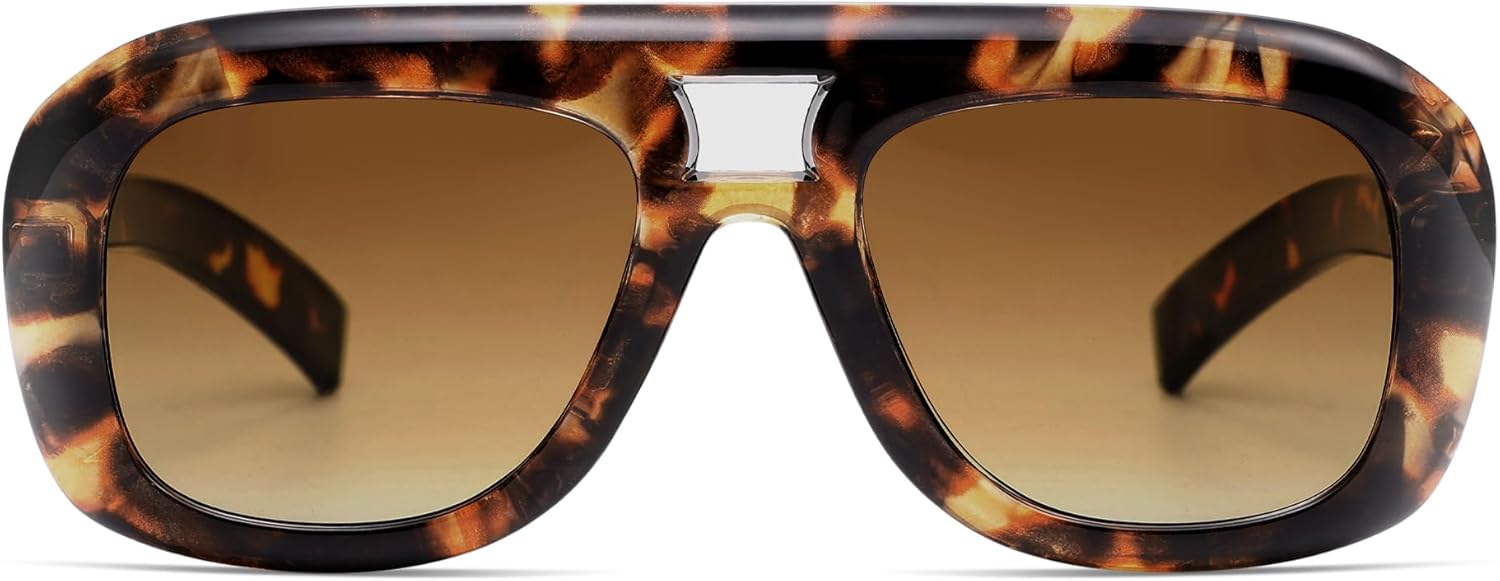 

Солнцезащитные очки-авиаторы SOJOS в стиле ретро, ​​увеличенного размера, для женщин и мужчин, модные винтажные квадратные очки-авиаторы 90-х годов SJ2688, Tortoise Frame Brown Grading Lens