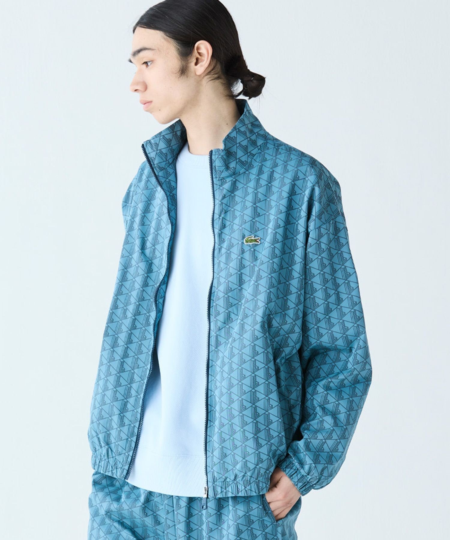 Куртка из водоотталкивающего нейлона с жаккардовым узором «Монограмма» LACOSTE, Grayish Blue — фото 2