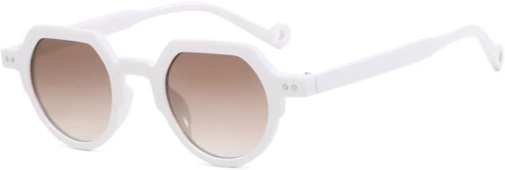 

Классические ретро-солнцезащитные очки с заклепками, маленькие круглые, для женщин и мужчин, для путешествий и вождения, с защитой от УФ-излучения UV400 VVTWSSW, White Tea