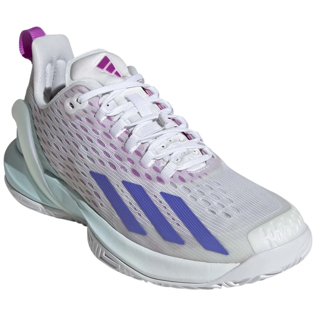 Женские теннисные кроссовки Adidas ADIZERO CYBERSONIC, белый/фиолетовый — фото 4