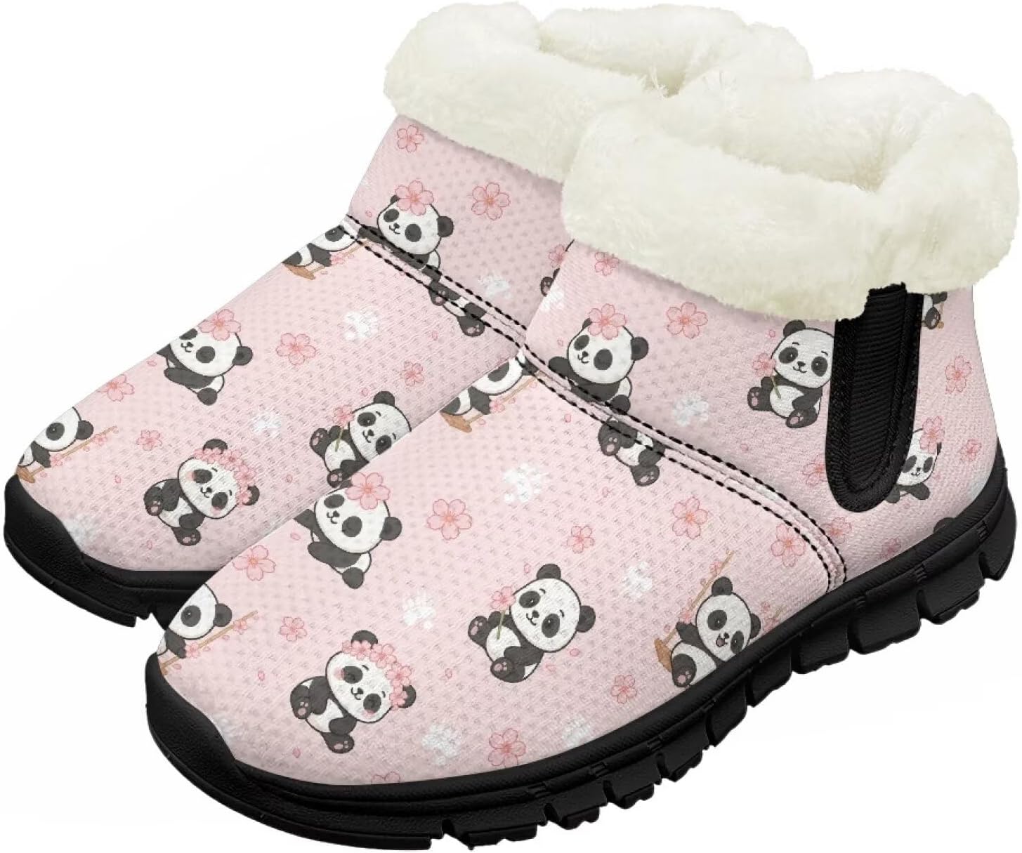 

Зимние ботинки Chririnla для малышей, мальчиков и девочек, теплые низкие ботинки с искусственным мехом для холодной погоды на улице, Cartoon Panda