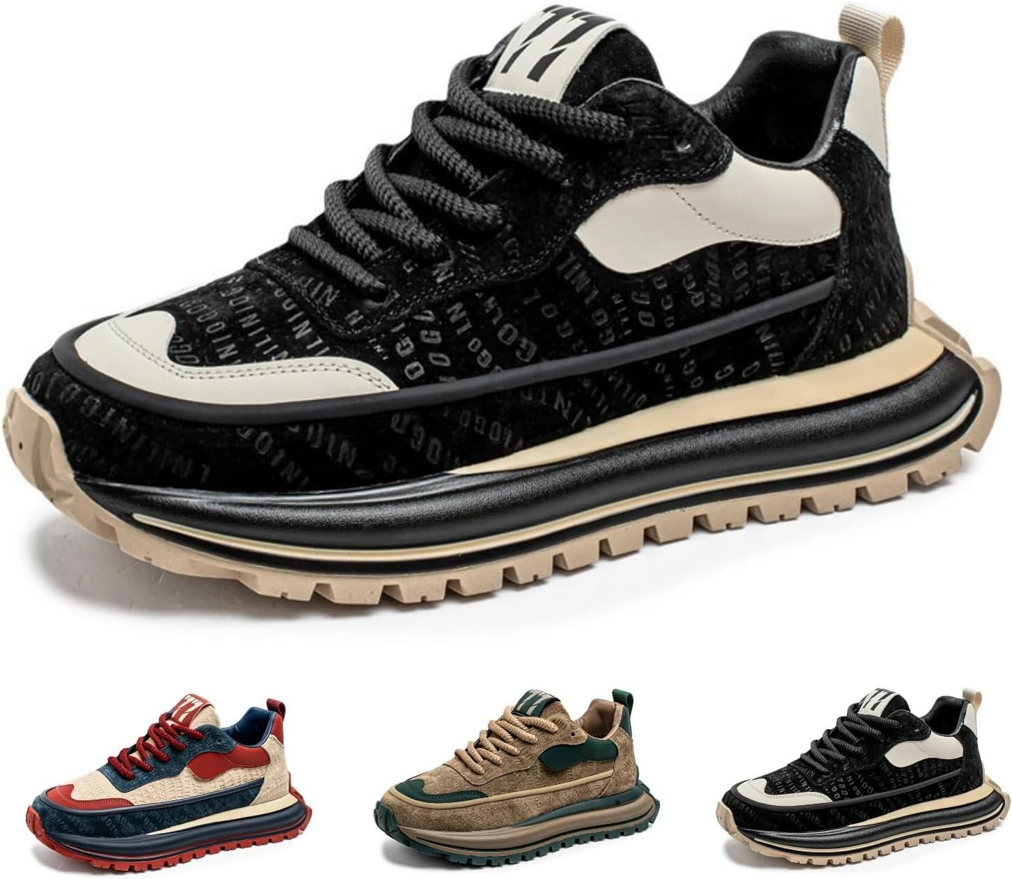 

Мужские модные повседневные кроссовки с массивной подошвой, с противоскользящей удобной спортивной стелькой, уличная обувь для прогулок Macefil, белый