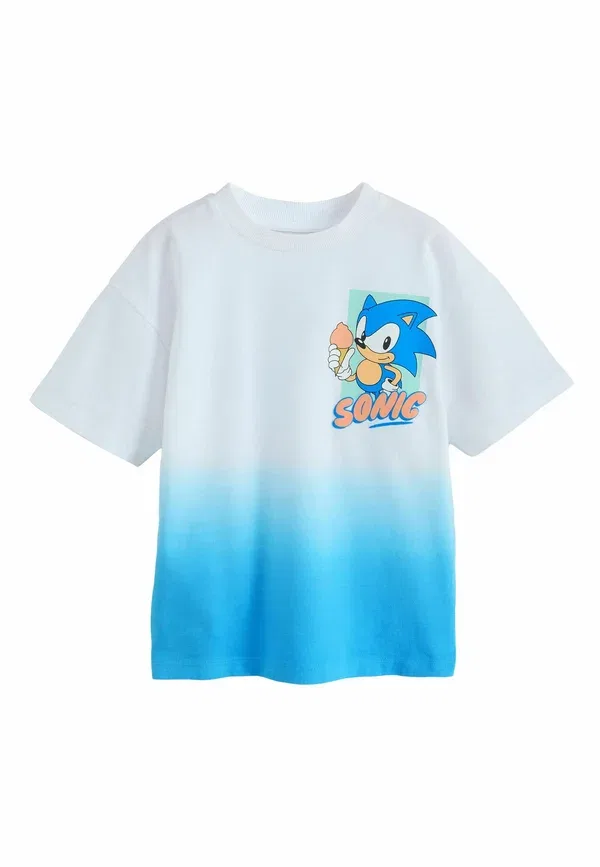 Футболка с принтом Licensed Sonic, Next, бело-голубая