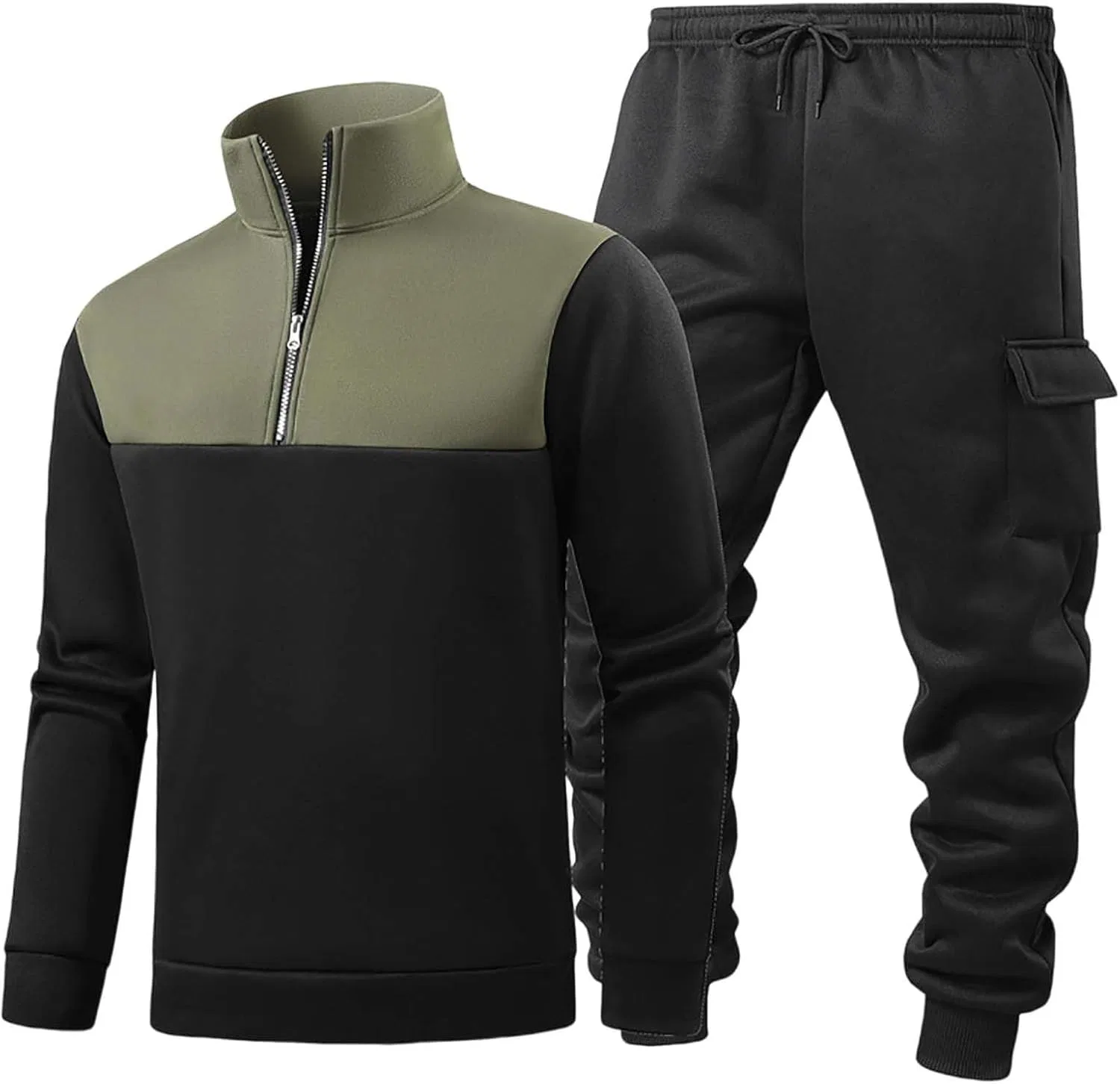 Спортивный костюм из флиса, мужской, 2 предмета, Dark Green