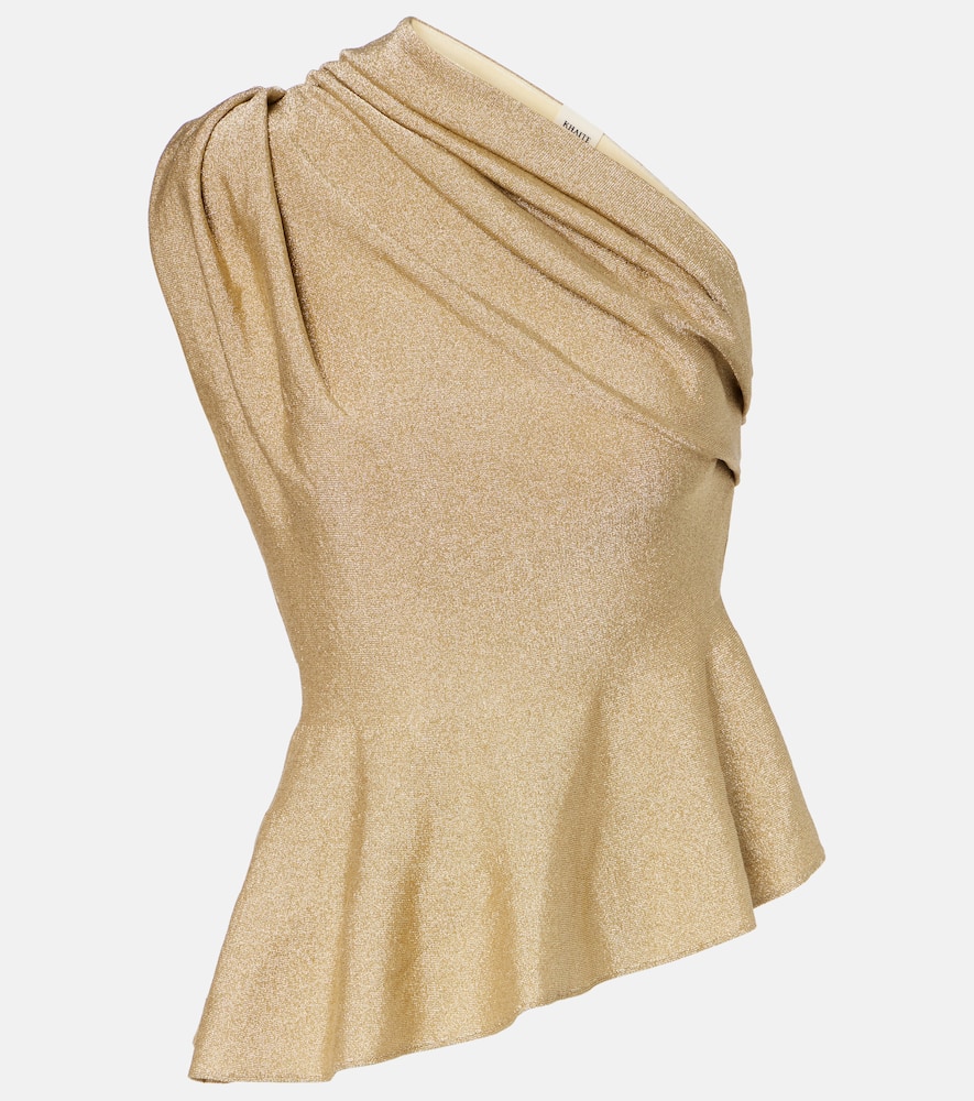 

Топ с одним плечом Aimee из ламе Khaite, Gold