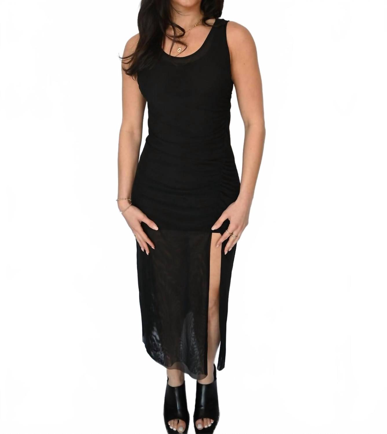 

Черное макси-платье с сетчатыми вставками Vintage Havana