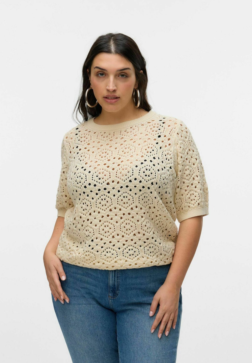 

Футболка с принтом VMCBERRY Vero Moda Curve, бежевый