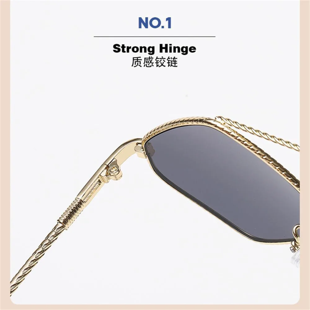 

Винтажные маленькие солнцезащитные очки для мужчин, многоугольные, с двойным острием, в стиле хип-хоп, стимпанк, металлические, для женщин HDUBFY, Mtyj190 Blue