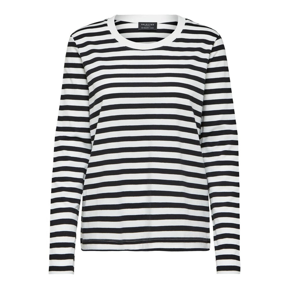 

Футболка Selected Standard Long Sleeve Stripe, черный