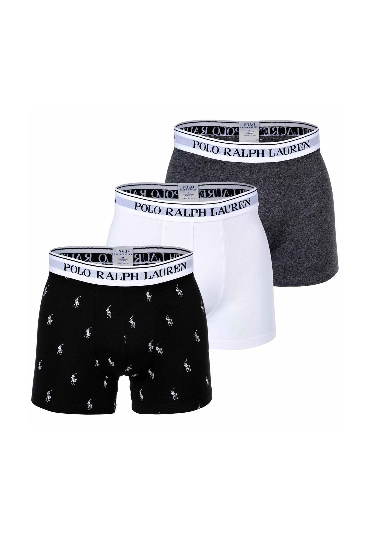 

Мужские боксеры, 3 шт в упаковке - BOXER BRIEF - 3 PACK, хлопок стрейч, пояс с логотипом RALPH LAUREN, цвет Schwarz/grau/wei_