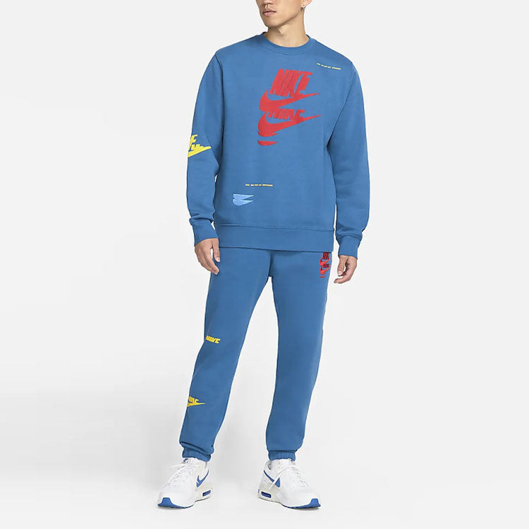 Спортивные брюки Men's Nike Alphabet Logo Printing Drawstring Lacing Bundle Feet Sports Pants/Trousers/Joggers Blue DM6872-407 — фото 3