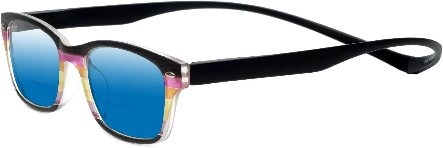 

Магнитные поляризованные бифокальные солнцезащитные очки Magz Greenwich, унисекс, с застежкой на шею, для чтения, с длинными дужками, Multi Black/Blue Mirror Lens