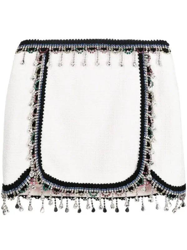 Мини-Юбка, украшенная кристаллами Dsquared2, белый
