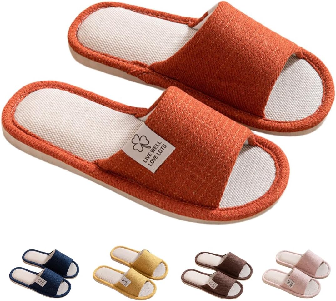 

Домашние тапочки для женщин и мужчин с открытым носком, осенние домашние туфли, японские тапочки с эффектом памяти, поддержкой свода стопы, нескользящей подошвой, удобные, теплые с мягкой подошвой, для спальни Generic, оранжевый