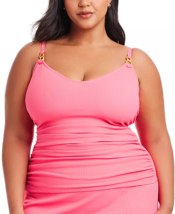 

Пляжный топ-танкини с круглым вырезом Plus Size Pique Ole Bleu by Rod Beattie, красный