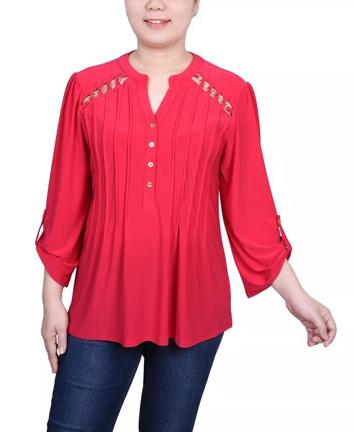 

Топ Petite с защипами спереди и цепочкой NY Collection, красный