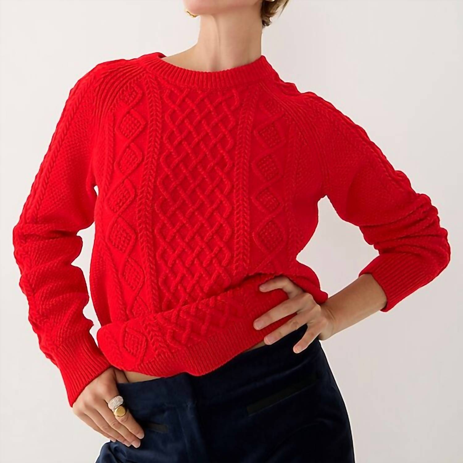 

Хлопковый вязаный свитер красного цвета J.Crew