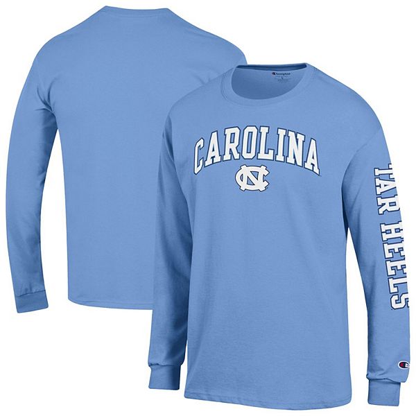 

Мужская футболка с длинным рукавом carolina blue north carolina tar heels arch over logo 2-hit Champion