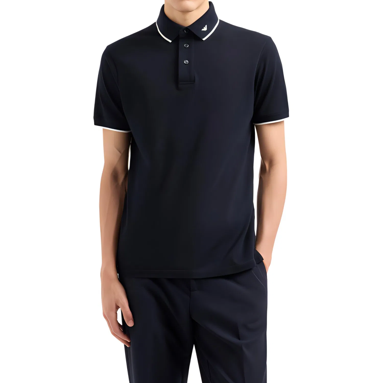 Поло с коротким рукавом с вышитым логотипом EMPORIO ARMANI, Marine Blue — фото 4
