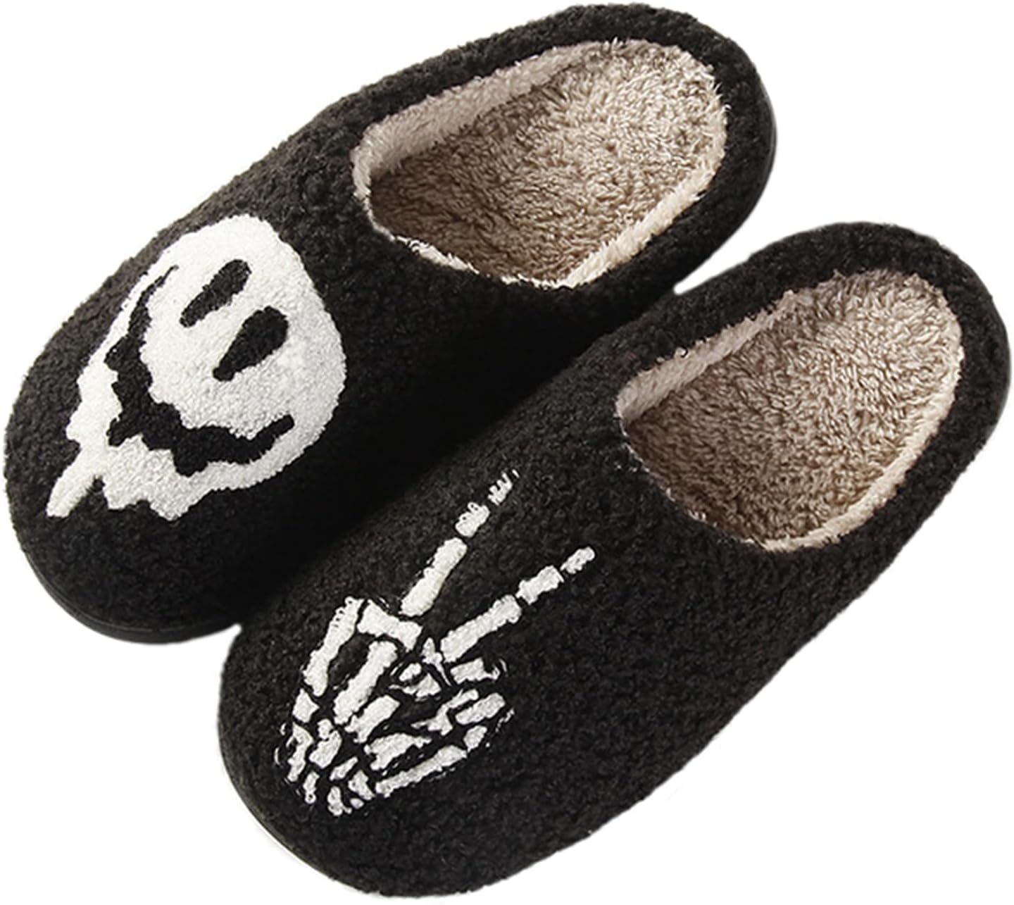 

Забавные сланцы QBTZJ на Хэллоуин для женщин и мужчин, милые плюшевые теплые удобные легкие тапочки для пар, Skull