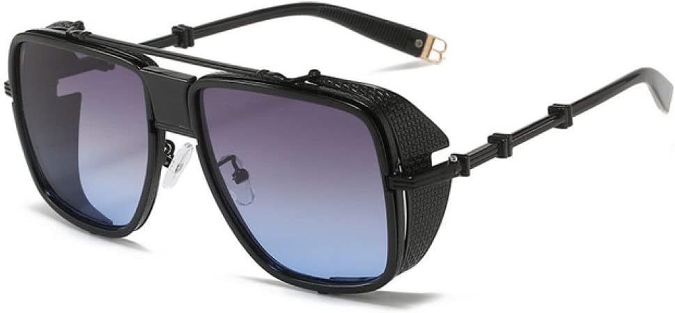 

Круглые солнцезащитные очки в стиле стимпанк для мужчин, ретро-очки с металлическим двойным пружинным механизмом для женщин, солнцезащитные очки UV400 LANGSER, Black Blue