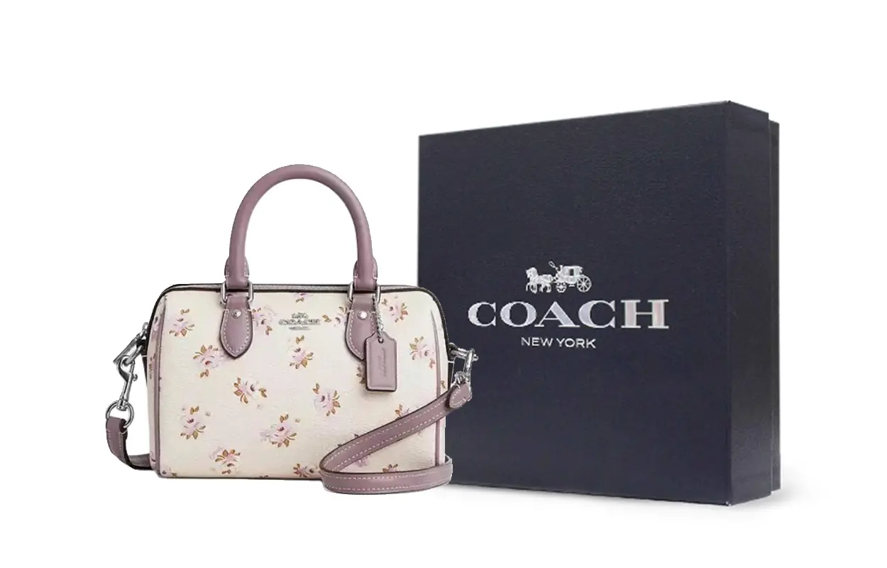 

COACH Роуэн Миниатюрная женская сумка через плечо из текстиля с покрытием мелом белого цвета