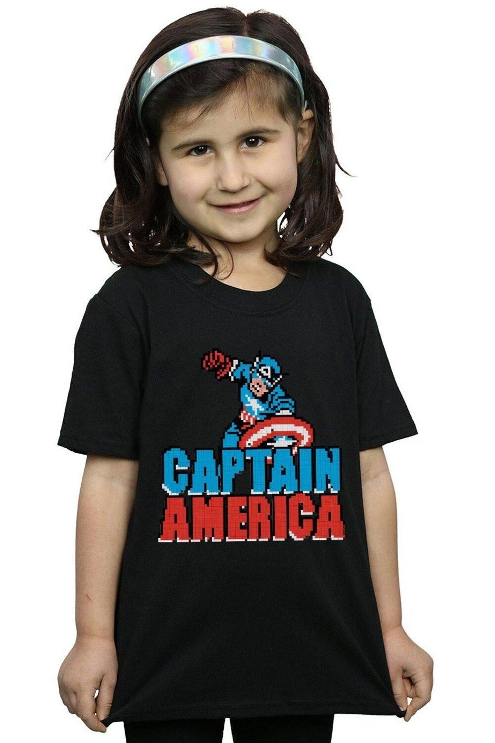

Хлопковая футболка с пикселями «Капитан Америка» Marvel, черный