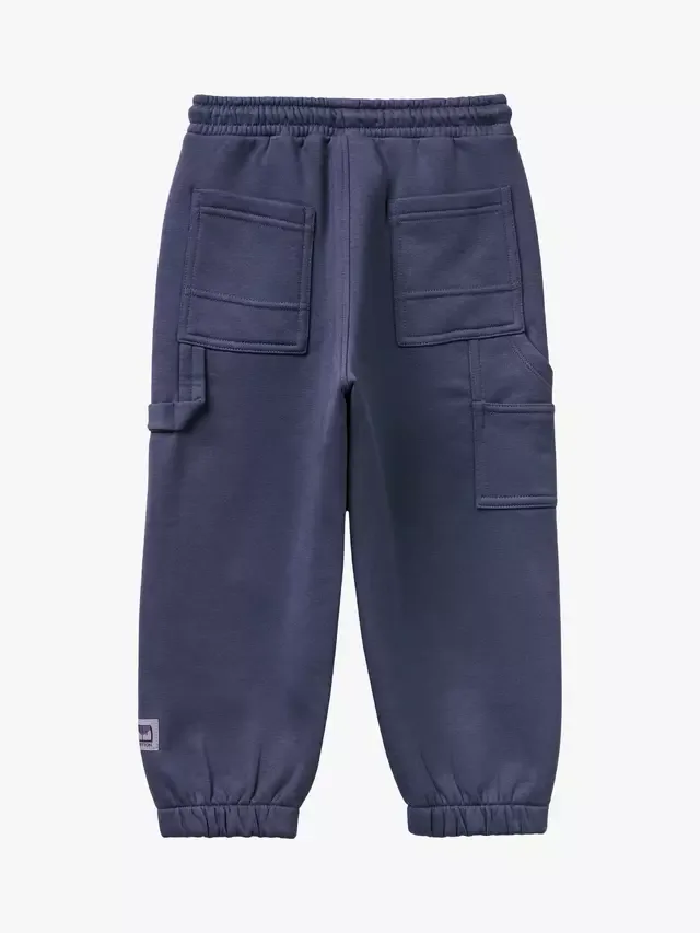 Детские спортивные брюки из мягкого флиса на шнуровке, синие Benetton — фото 2