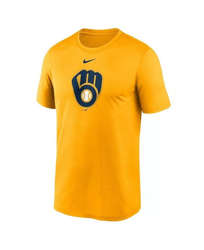 Мужская золотая футболка с большим логотипом Milwaukee Brewers Legend Fuse Performance Nike, желтый — фото 2