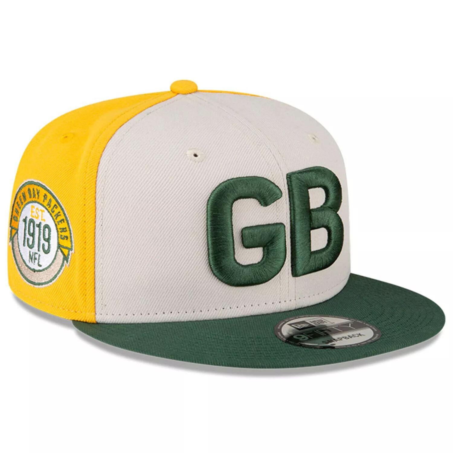 

Мужская кепка New Era кремового/зеленого цвета Green Bay Packers 2023 Sideline Historic 9FIFTY Snapback