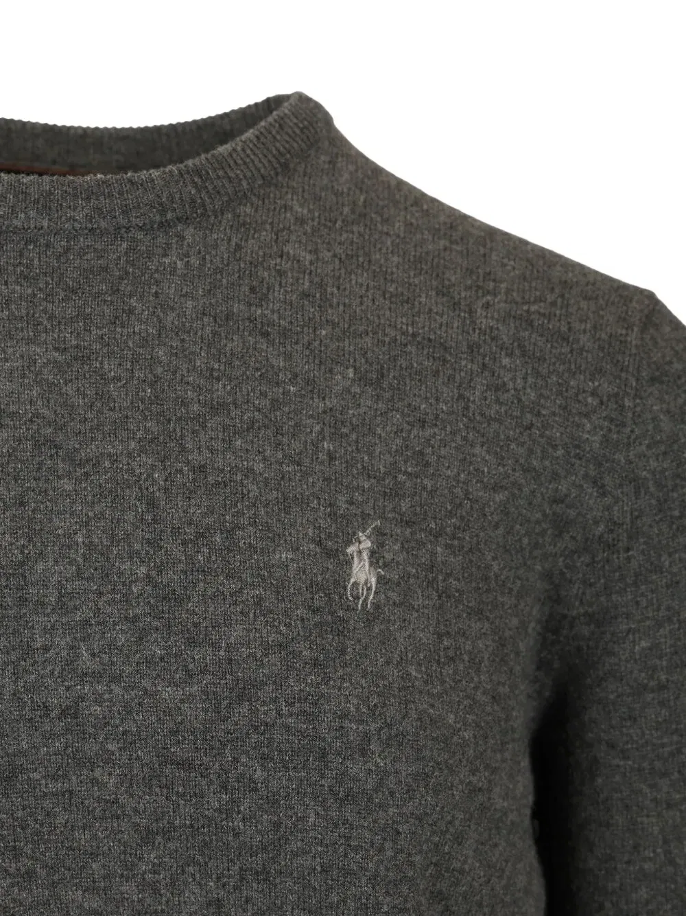 Шерстяной свитер с вышивкой POLO RALPH LAUREN, серый — фото 3