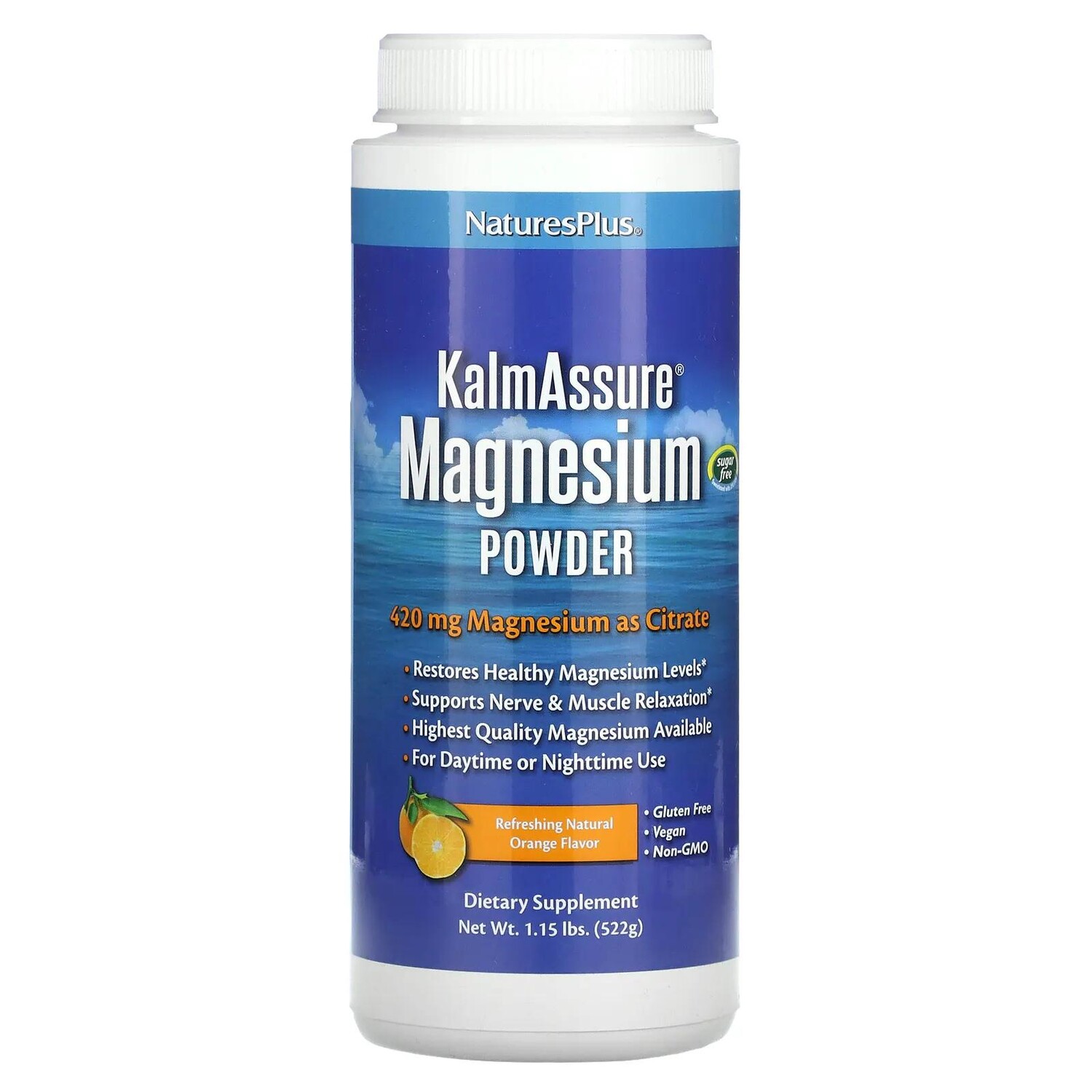

Nature's Plus Kalmassure Порошок Цитрата Магния Апельсиновый Вкус 400 мг 1,15 фунта (522 г)