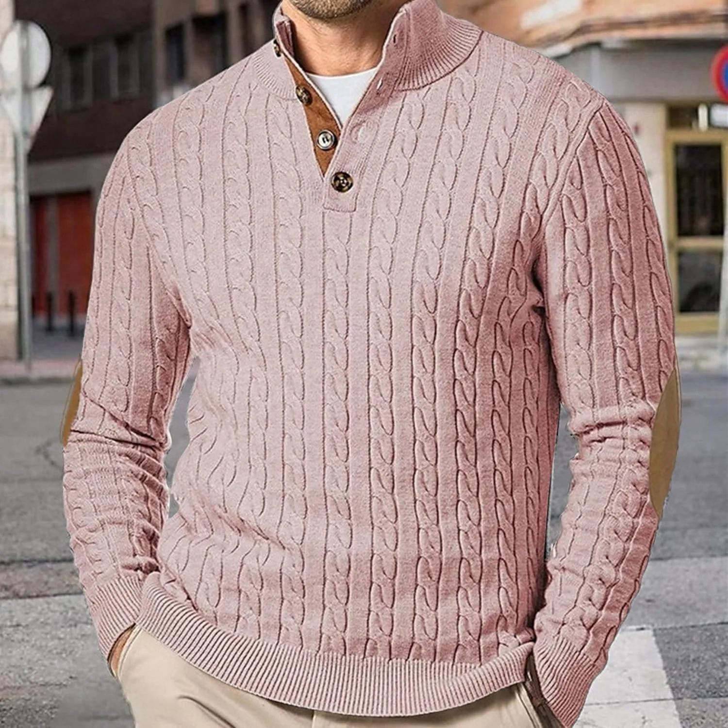 Мужской свитер с воротником Henry Collar, Slim Fit — фото 4