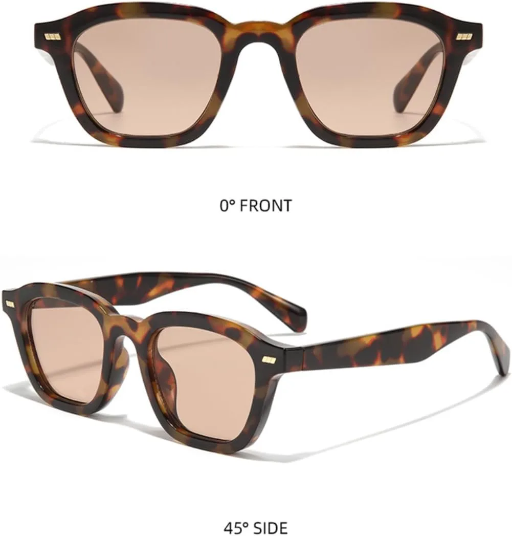 

Солнцезащитные очки для мужчин и женщин - защита UV400 - градиентные линзы с цветными заклепками для занятий спортом на открытом воздухе и вождения DSVIGF, Leopard