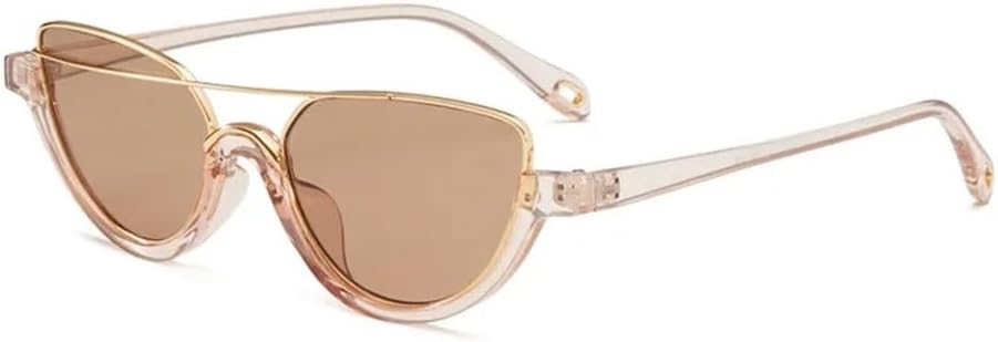 

Солнцезащитные очки в ретро-оправе полуовальной формы для женщин и мужчин, винтажные очки «кошачий глаз» с металлическим покрытием, защита от ультрафиолета UV400 UJNHGQ, C6