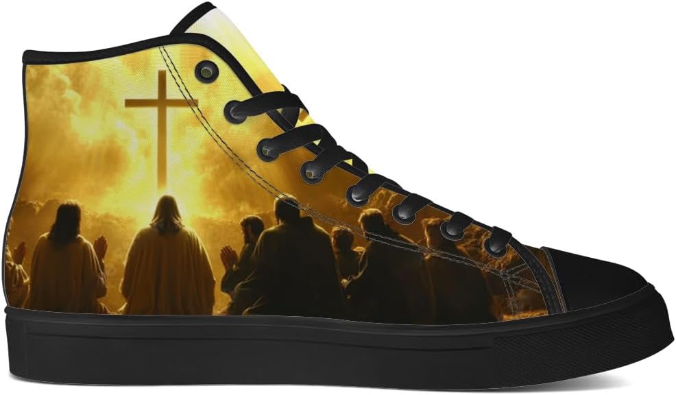 Кеды на высокой подошве chebing для мужчин и женщин, Faith Over Fear, с верхом из ткани, шнуровкой, повседневные, подарок для мужчин и женщин, желтый — фото 4