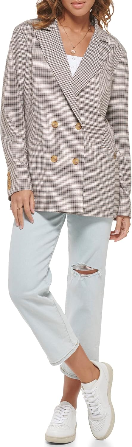 Женский двубортный пиджак Levi's из шерстяной смеси, Beige Plaid — фото 4