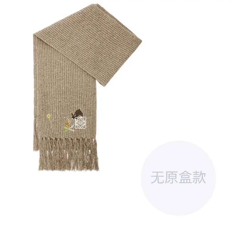 

LOEWE Шерстяной вязаный шарф, Light Gray